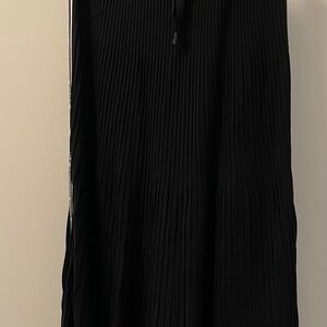 Michael Kors Black  Logo Ribbed A-Line Midi Skirt